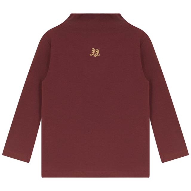 Fine Rib Funnel Neck Top. in Burgundy by Charlotte & George