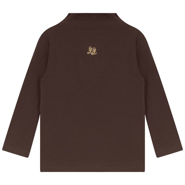 Fine Rib Funnel Neck Top. in Chocolate by Charlotte & George