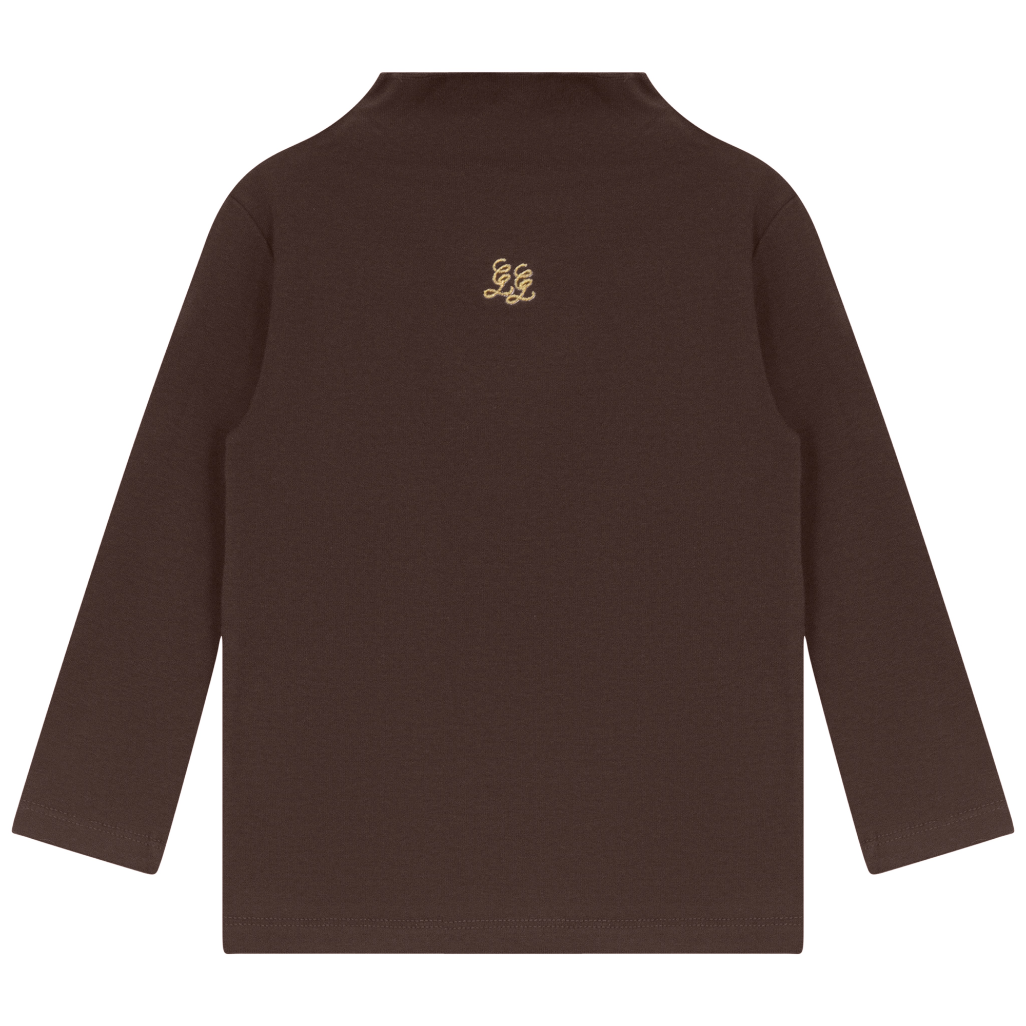 Fine Rib Funnel Neck Top. in Chocolate by Charlotte & George