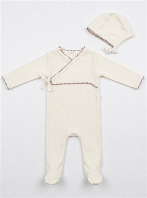 Bamboo Wrap Footie in Off White Petal by Little Fragile