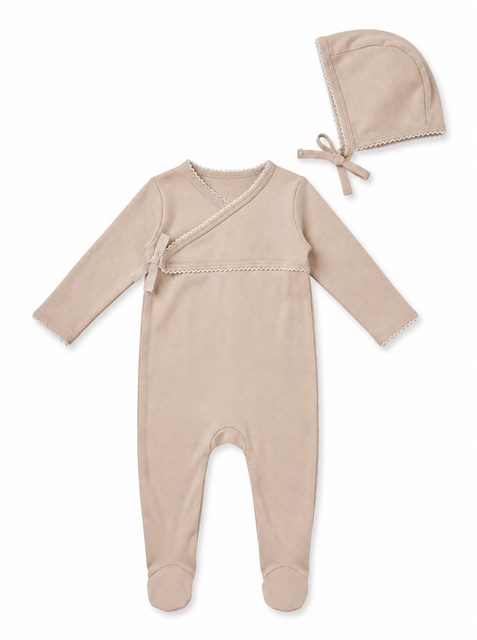 Bamboo Wrap Footie in Primrose Off White by Little Fragile