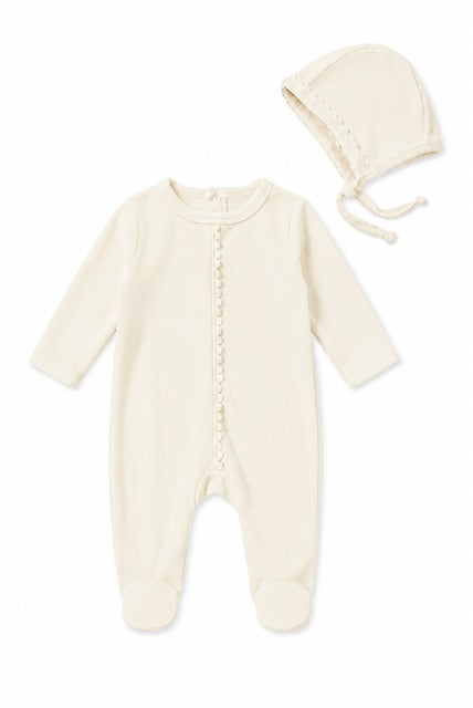 Velour Footie in Powder by Little Fragile