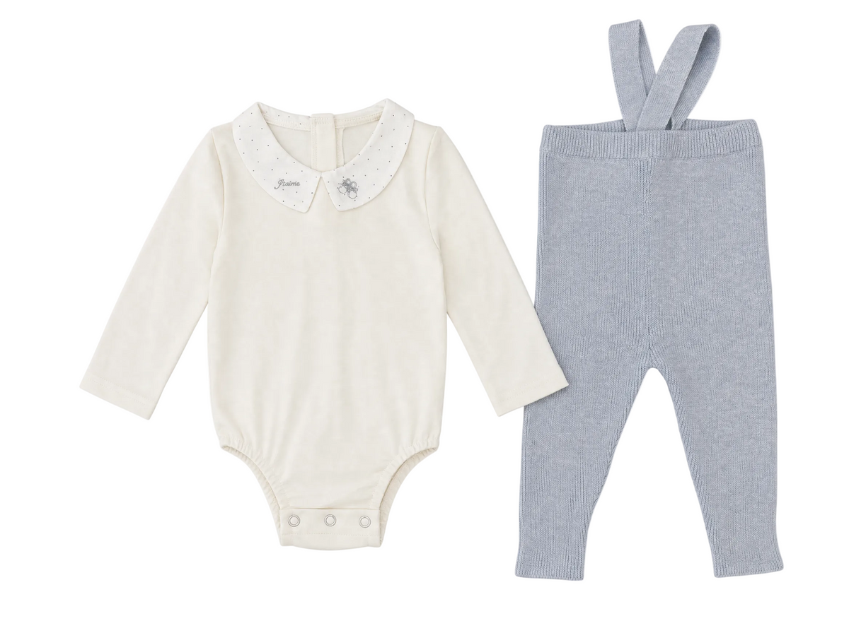 Knit Overall Set in Powder Blue by J'taime +1