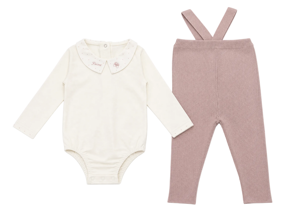 Knit Overall Set in Powder Primrose by J'taime +1