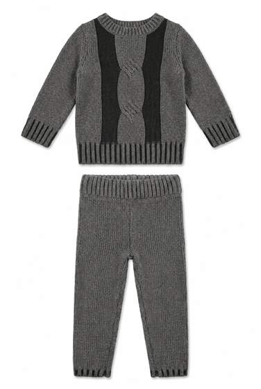 Cable Knit Sweater Set in Grey Mix by Clô