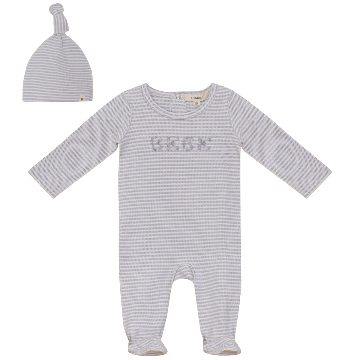 Stripe Footie in Blue Grey by Fragile
