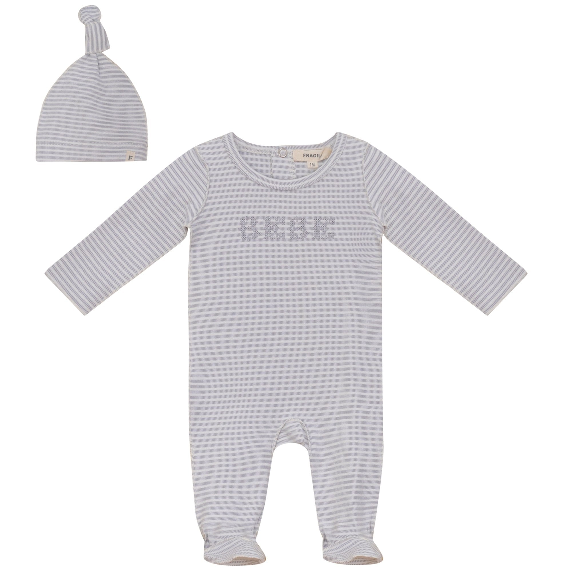 Stripe Footie in Blue Grey by Fragile