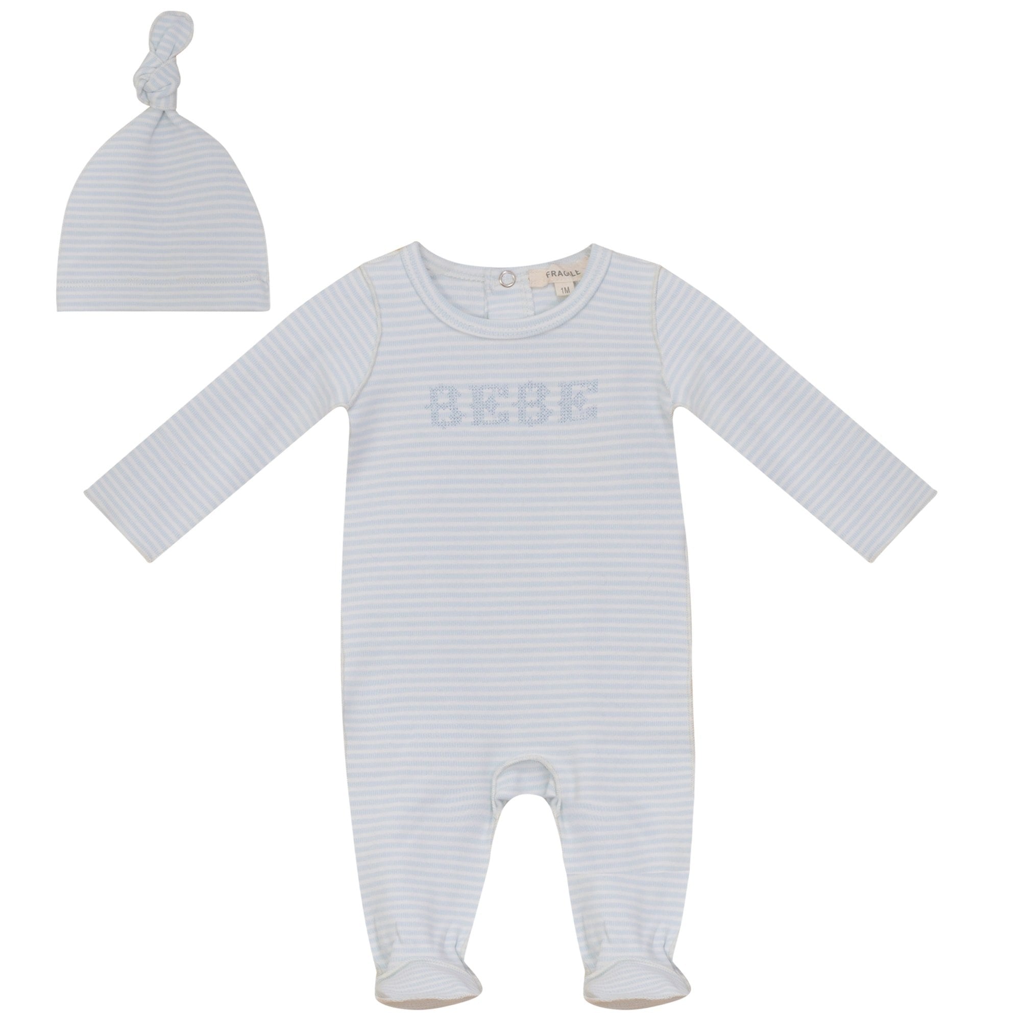 Stripe Footie in Light Blue by Fragile