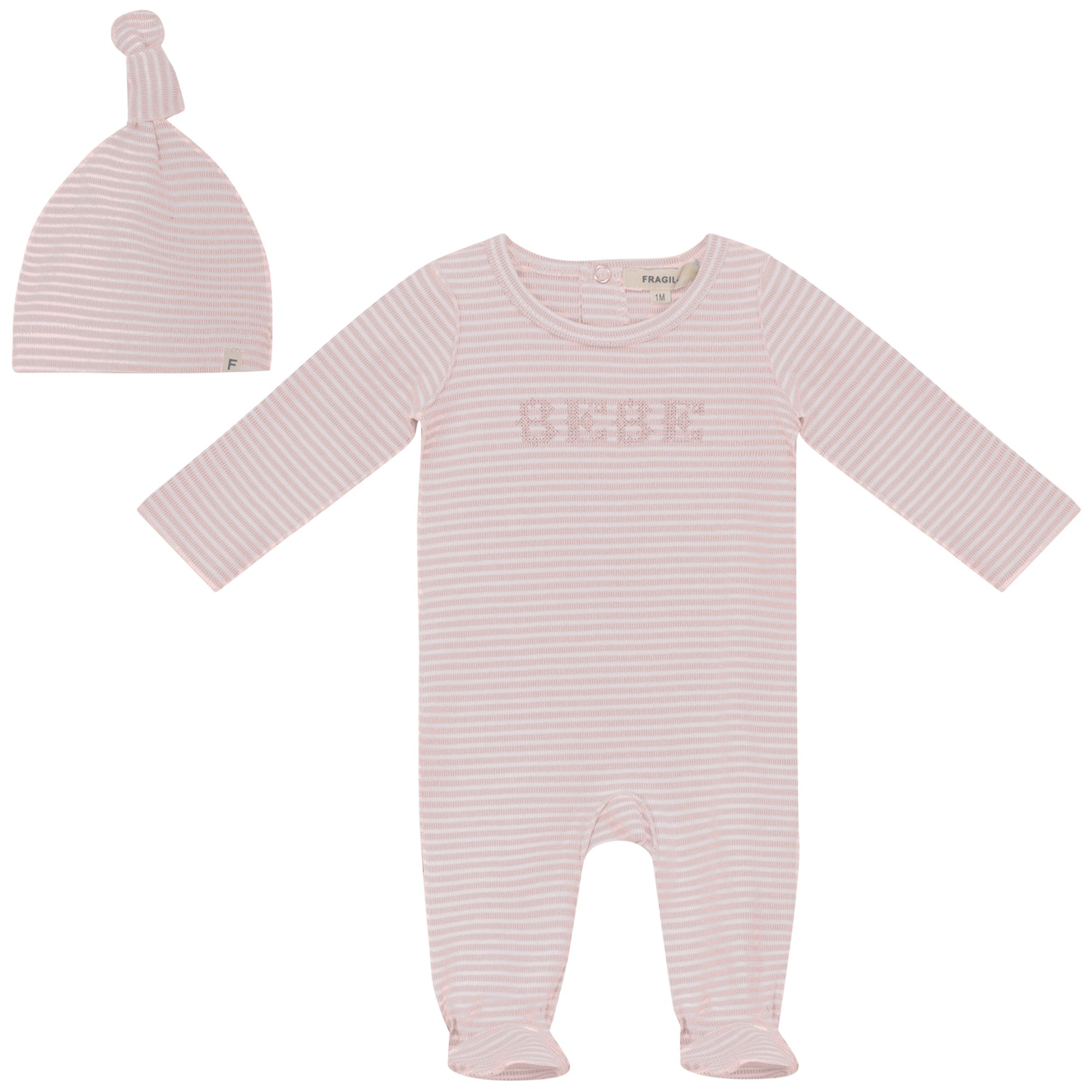 Stripe Footie in Light Pink by Fragile