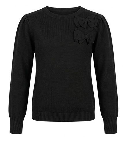 Puff Sleeve Knit Sweater in Black by Joie De Vivre