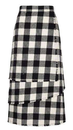 Plaid Woven Skirt in White Black by Joie De Vivre