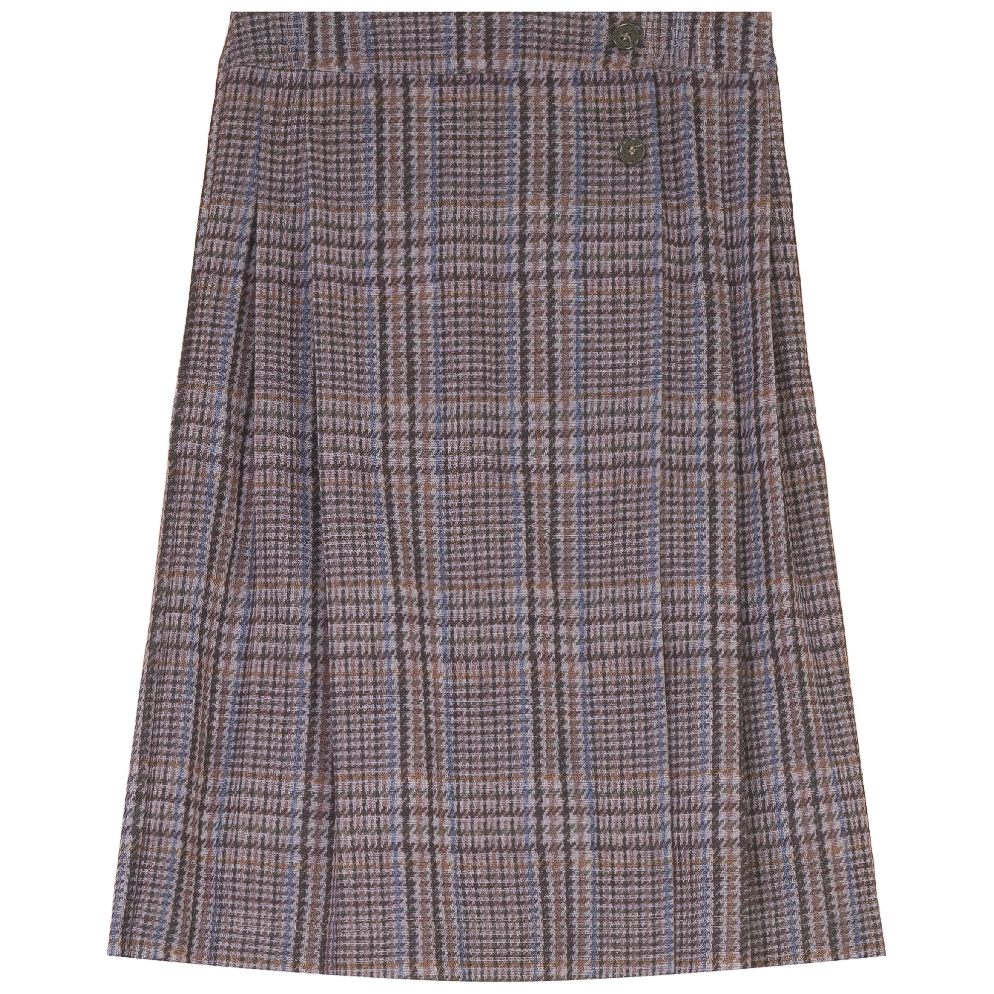 Plaid Pleated Wrap Skirt in Grey by Joie De Vivre