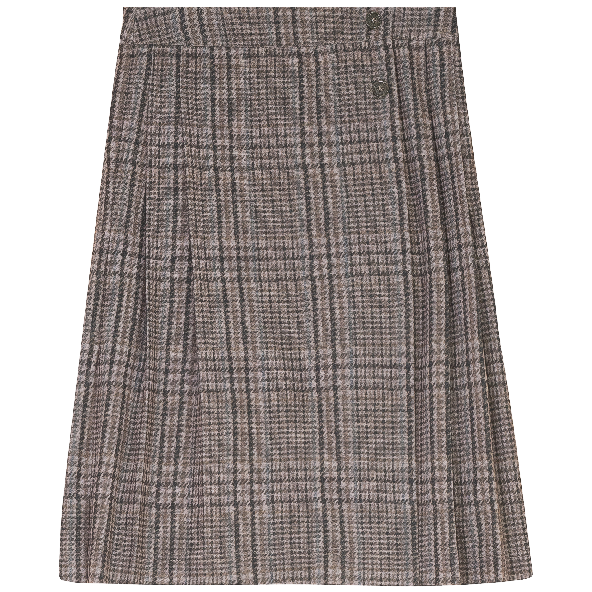 Plaid Pleated Wrap Skirt in Olive by Joie De Vivre