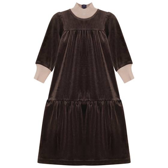 Rib Mock Neck Velour Robe in Chocolate by Lola