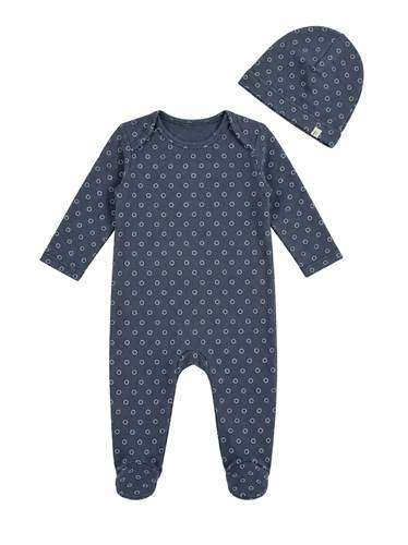 Allover Circle Print French Terry Footie