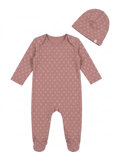 Allover Circle Print French Terry Footie