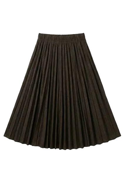 Waffle Textured Crinkle Pleated Skirt in Black by FYI