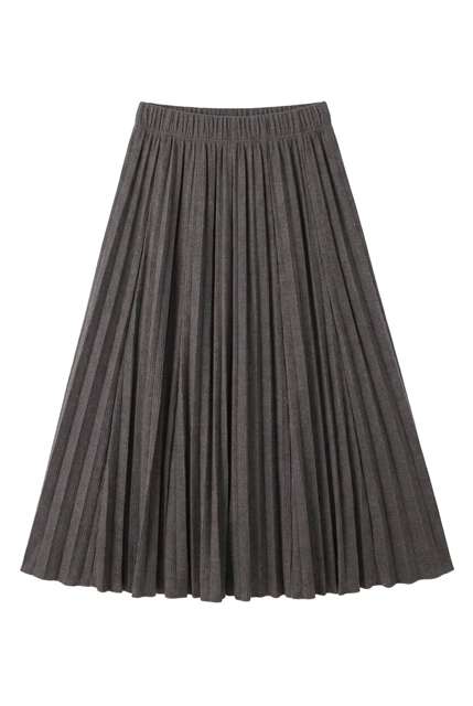 Waffle Textured Crinkle Pleated Skirt in Dark Denim by FYI