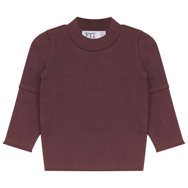 Low Mock Neck Top in Burgundy by FYI