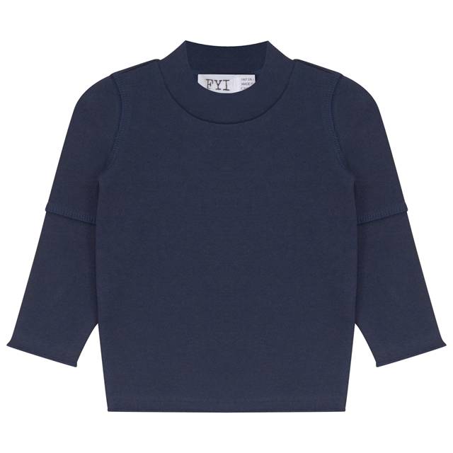 Low Mock Neck Top in Dark Navy Denim by FYI