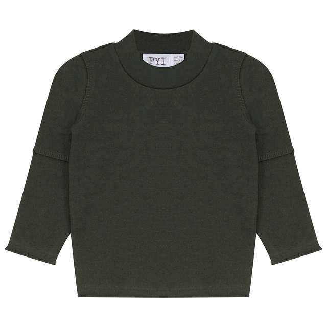 Low Mock Neck Top in Olive by FYI