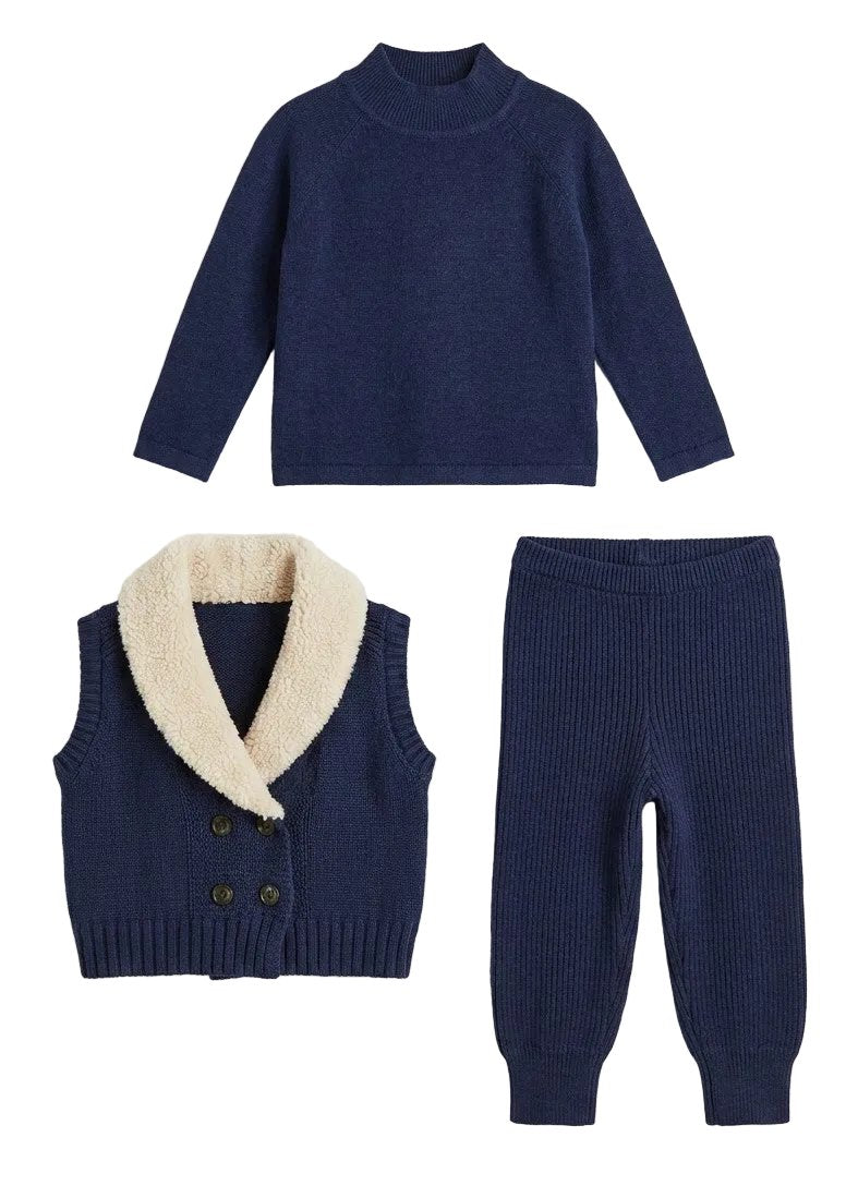Shawl Collar Vest Set in Navy by Charlotte & George