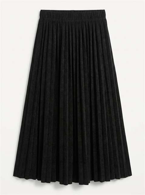Midi Length Crinkle Pleating Skirt in Black by Aspect