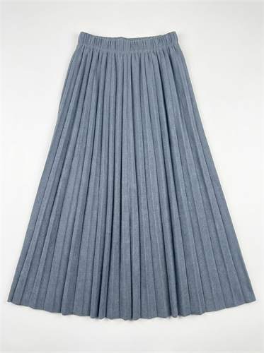 Midi Length Crinkle Pleating Skirt in Denim by Aspect