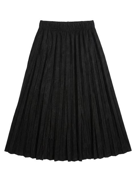 Midi Length Crinkle Pleating Skirt in Black by Aspect