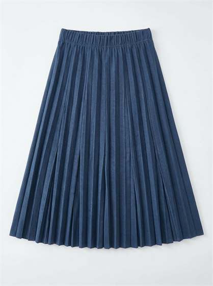 Midi Length Crinkle Pleating Skirt in Denim by Aspect