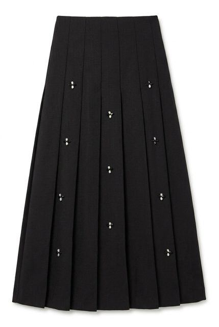 Pleated Skirt With Rhinestone in Black by Legend