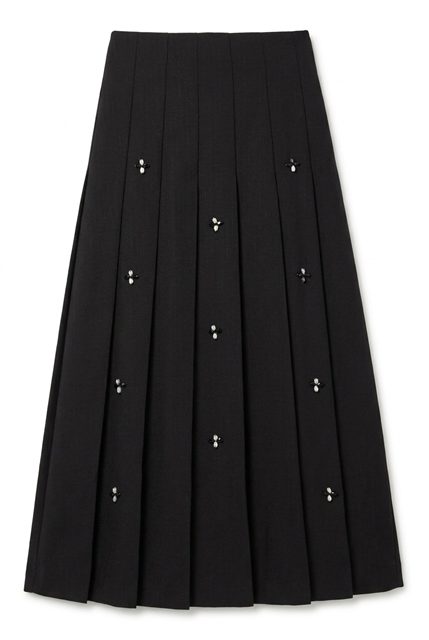 Pleated Skirt With Rhinestone in Black by Legend