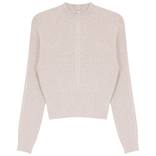Cable Rib Knit Crop Top in Almond by Legend