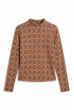 Geomtric Tyle Pattern Mock Neck Top in by Ginger