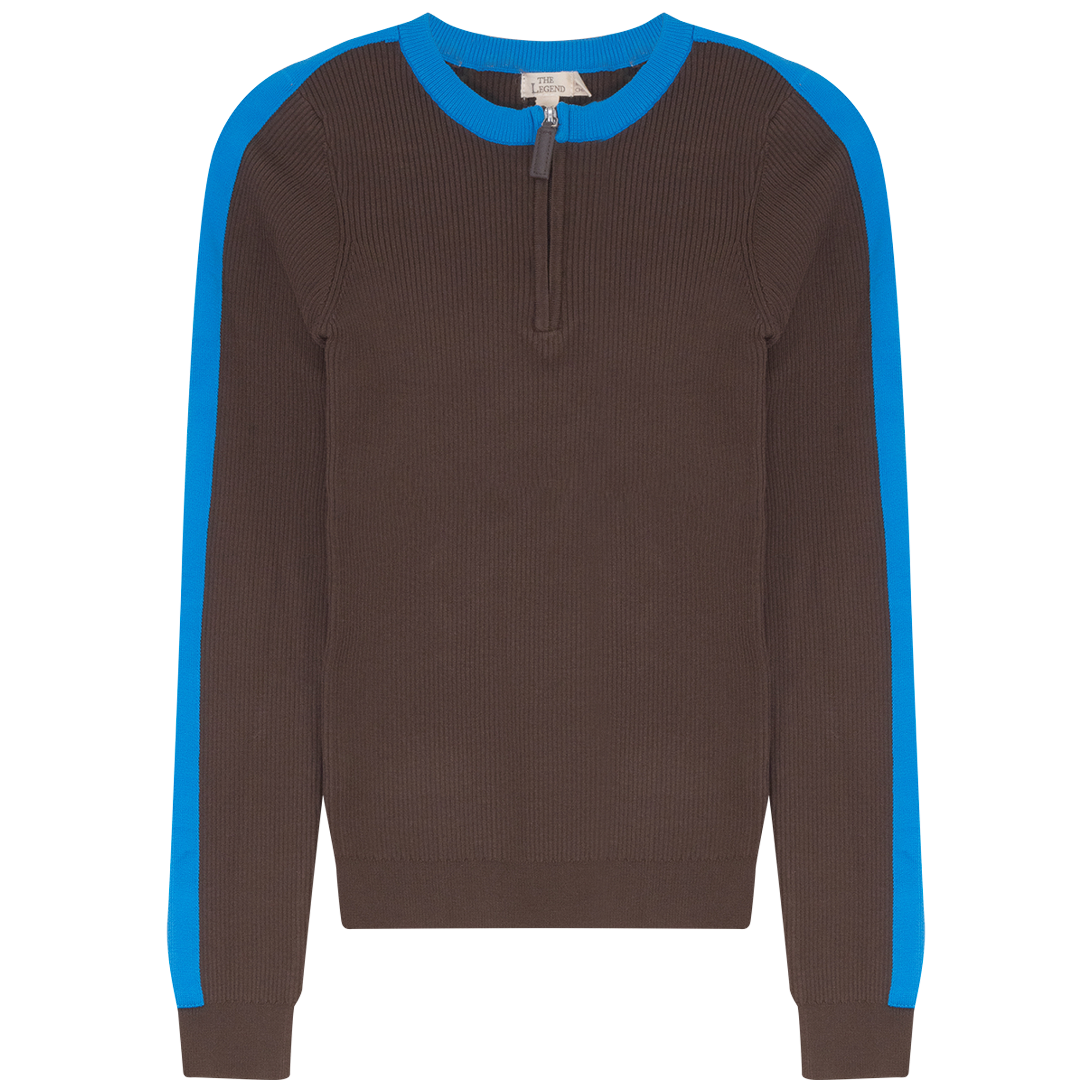 Rib Knit Top With Contrast Trim in Chocolate by Legend