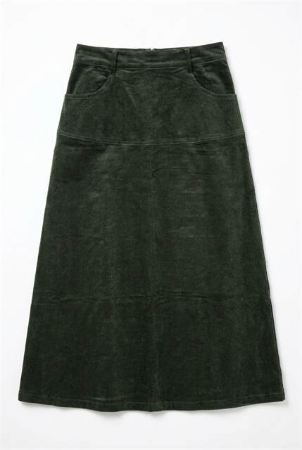 Corduroy Flare Skirt in Green by Legend