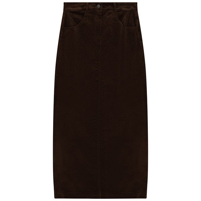 Corduroy A Line Skirt in Chocolate by Legend