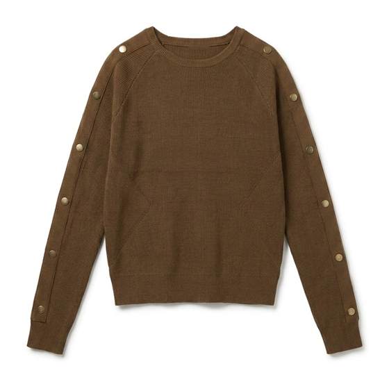 Knit Top With Button Trim in Cognac by Legend