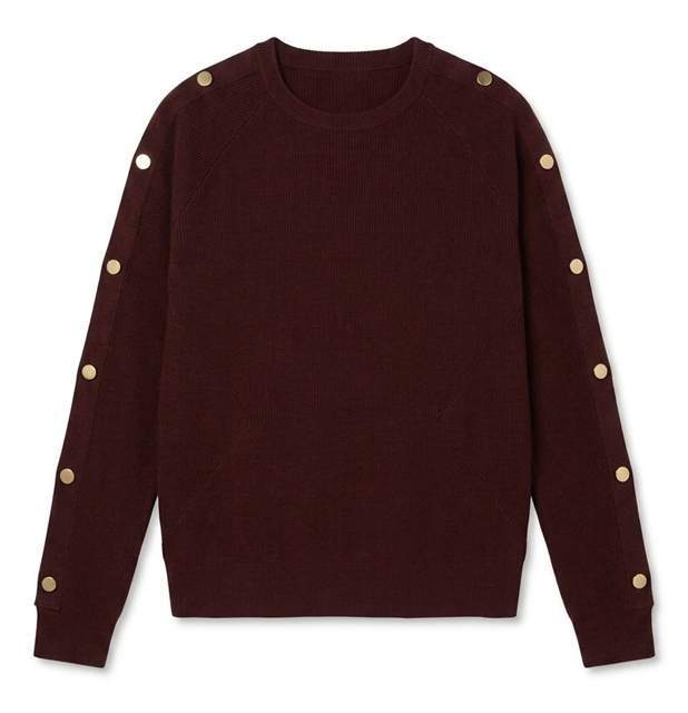 Knit Top With Button Trim in Wine by Legend