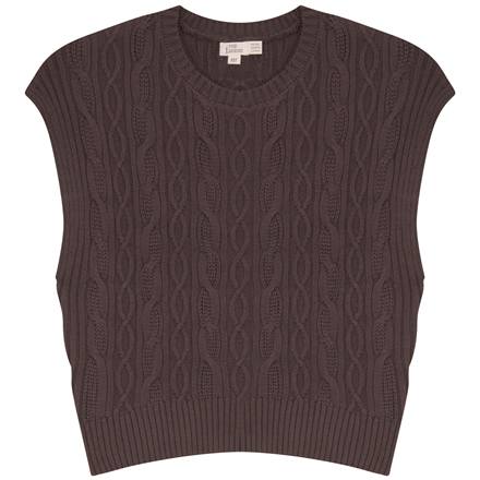 Cable Knit Crop Vest in Chocolate by Legend
