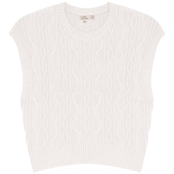 Cable Knit Crop Vest in Off White by Legend