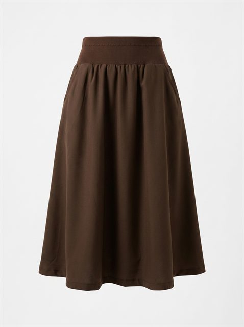 Skirt With Knit Yoke in Chocolate by Legend