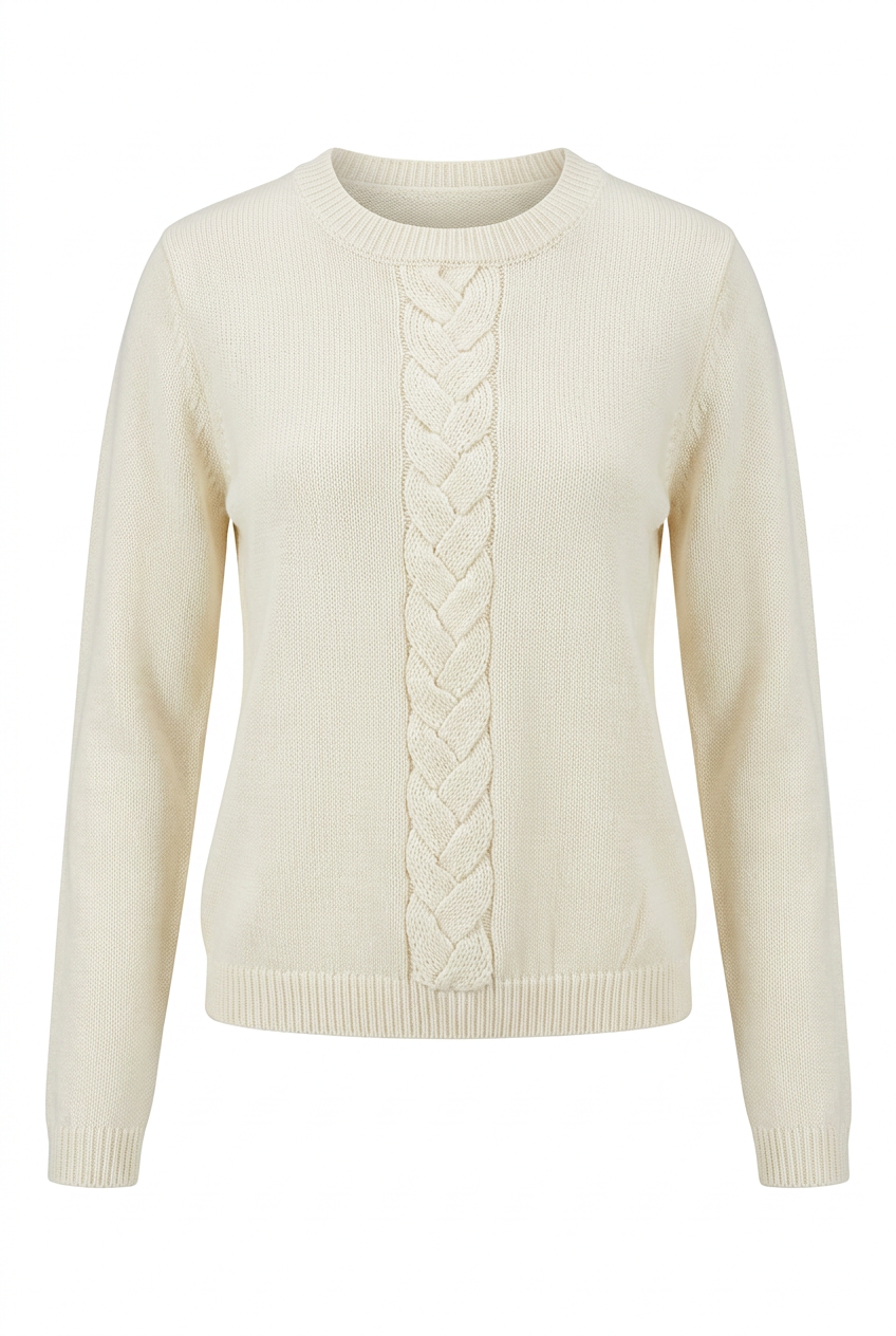 Knit Top With Braided Knit At Front