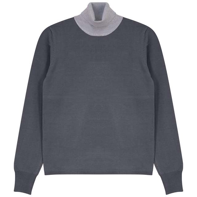 Knit Top With Contrast Color in Charcoal Mix Light Grey Mix by Legend