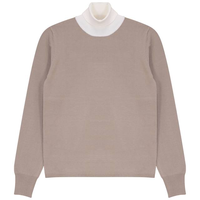 Knit Top With Contrast Color in Mocha Off White by Legend