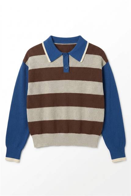 Stripe Knit Loose Top in Chocolate Grey Mix by Urban