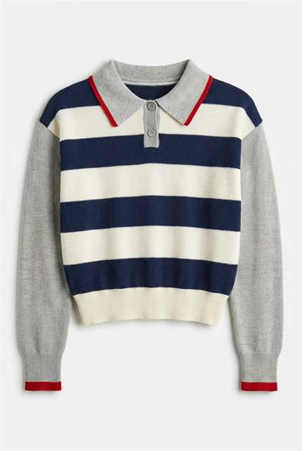 Stripe Knit Loose Top in Navy Off White by Urban