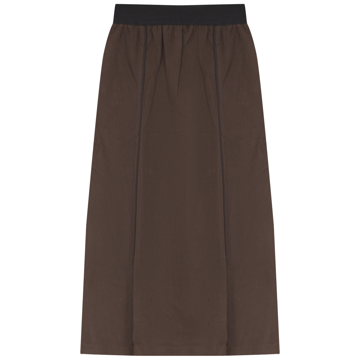 Panelled Skirt With Insert Piping in Chocolate by Urban