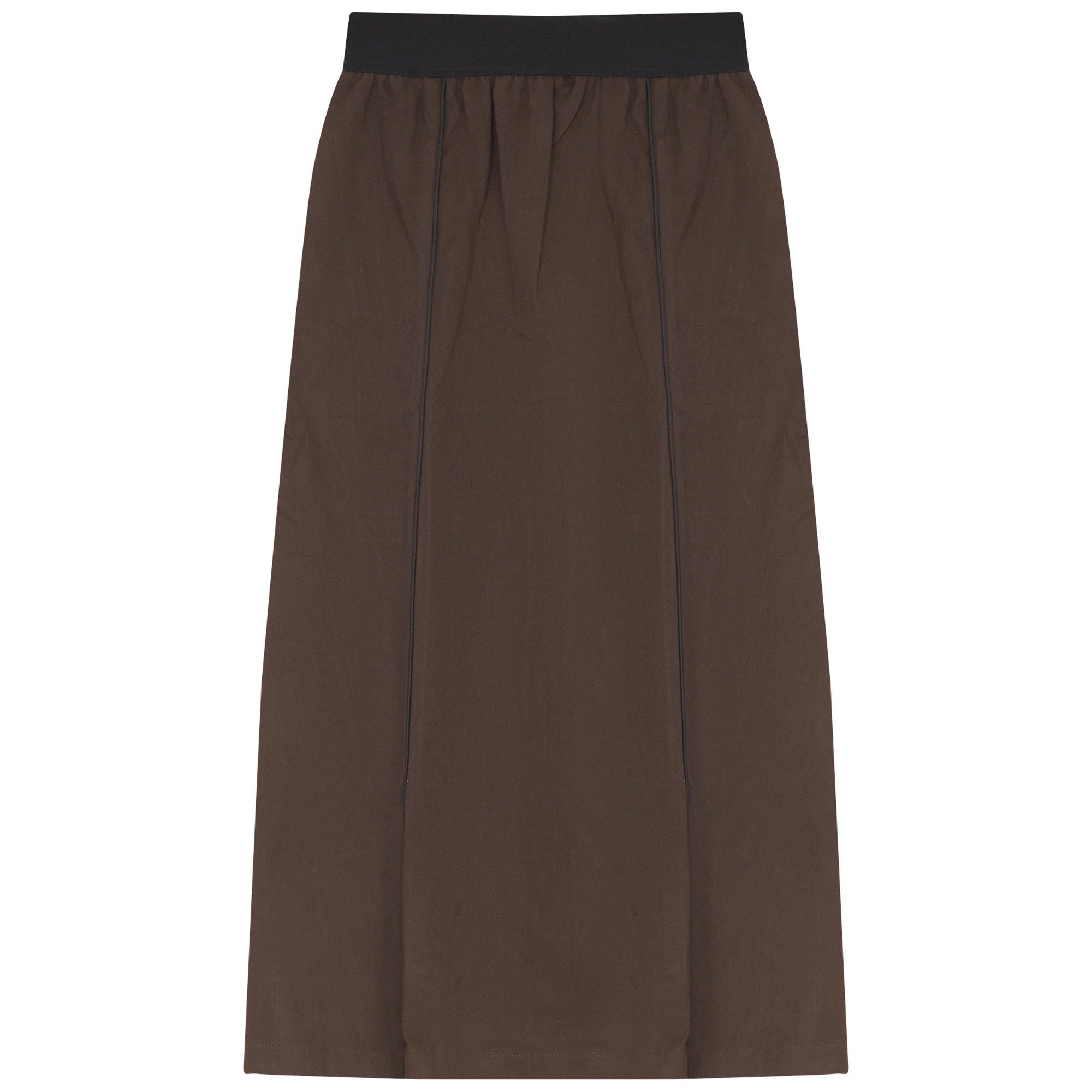 Panelled Skirt With Insert Piping in Chocolate by Urban