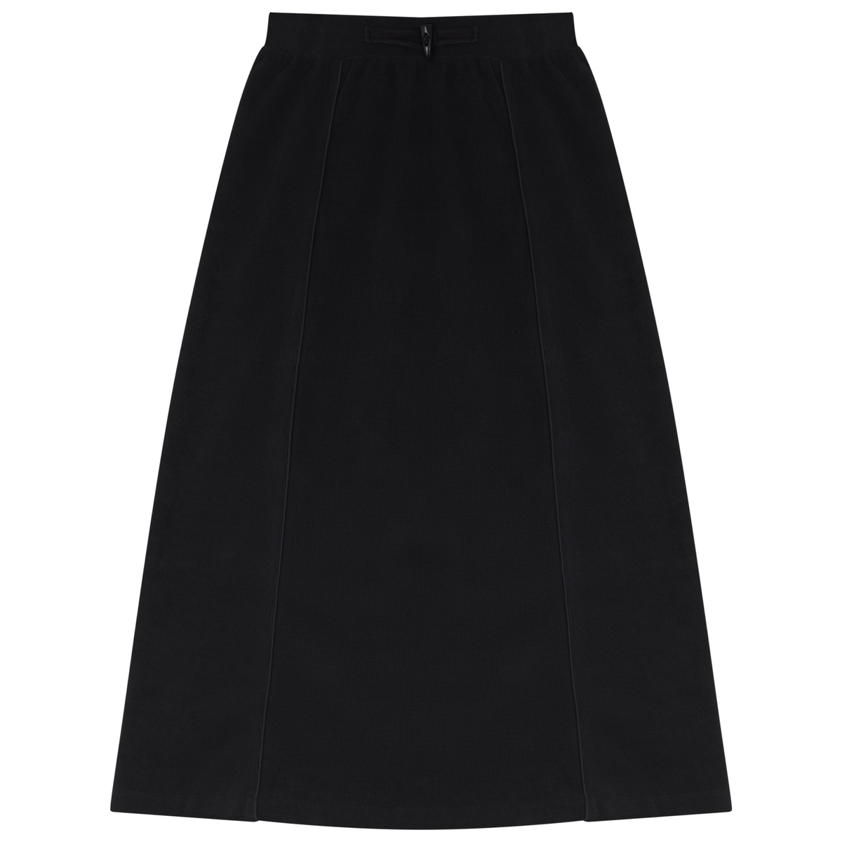 Rib Skirt With Cord Rope & Toggle At Front Waist in Black by Legend